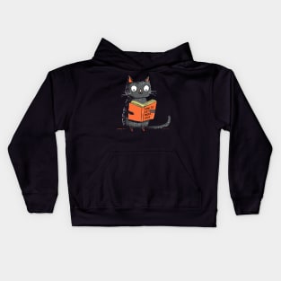 Book Lover Funny Cat Reading Book Kids Hoodie